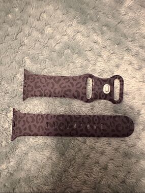 Leopard Print Silicone Apple Watch Band - black and charcoal